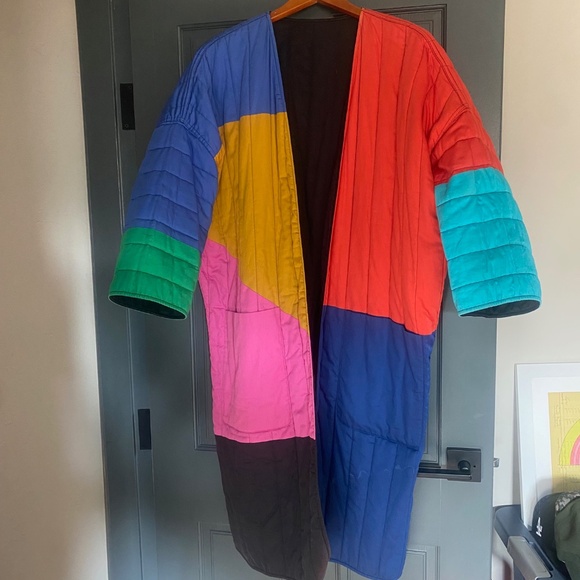 Mara Hoffman Temple Colorblock Coat Size Medium--Large - Picture 1 of 7